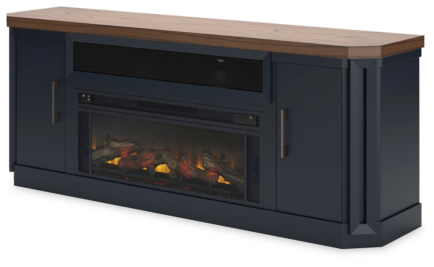 Soporte de TV Landocken de 83" con chimenea eléctrica