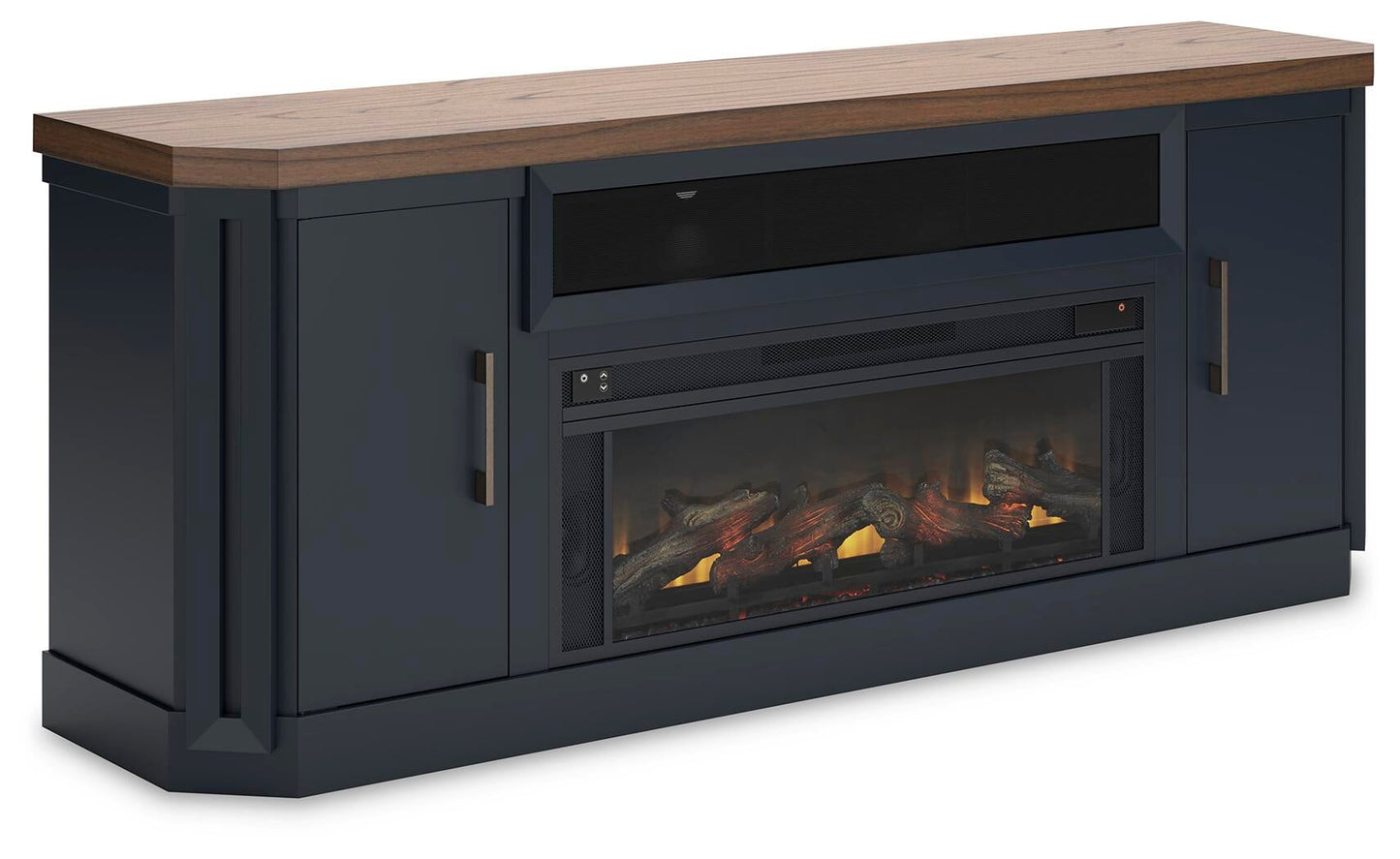 Soporte de TV Landocken de 83" con chimenea eléctrica