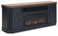 Soporte de TV Landocken de 83" con chimenea eléctrica