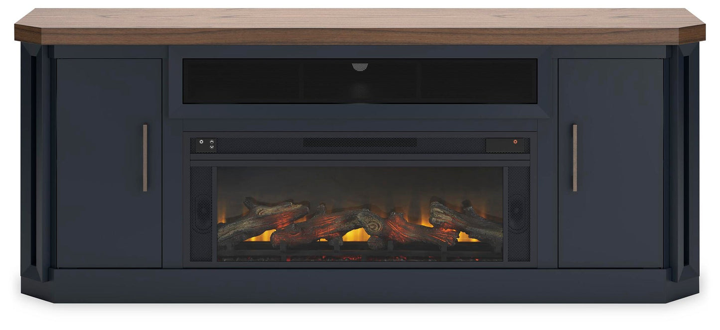 Soporte de TV Landocken de 83" con chimenea eléctrica
