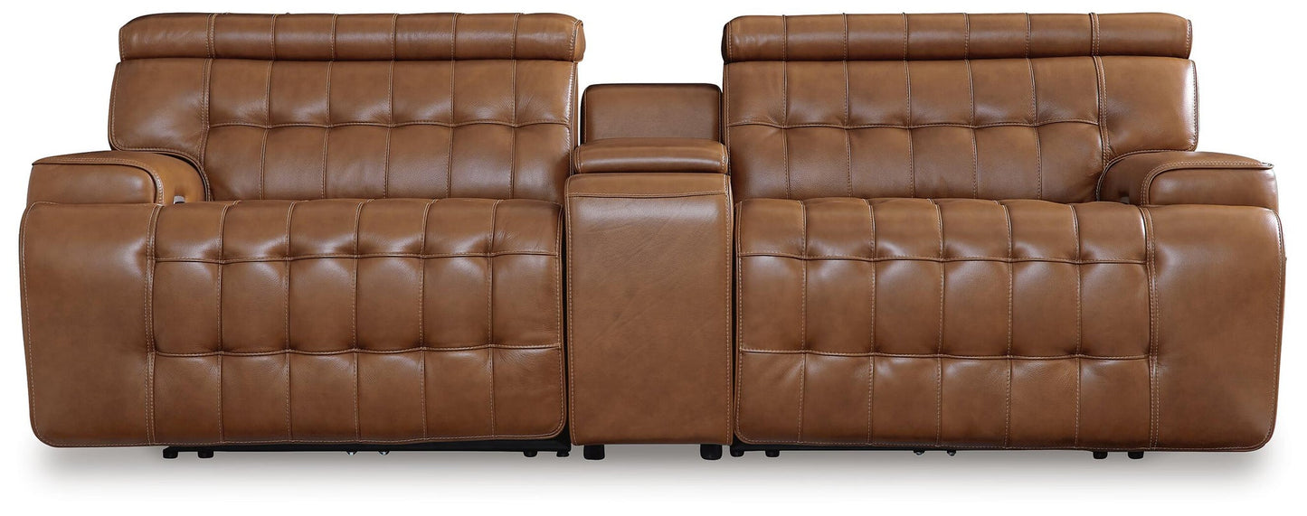 Sofá seccional reclinable eléctrico de 3 piezas Temmpton con consola