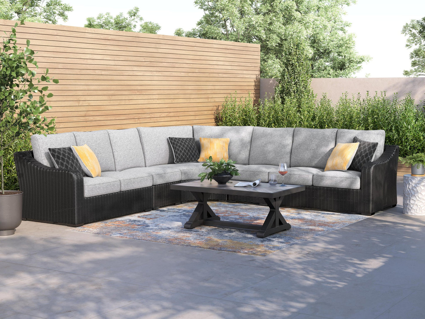 Sofá seccional de exterior de 5 piezas Beachcroft