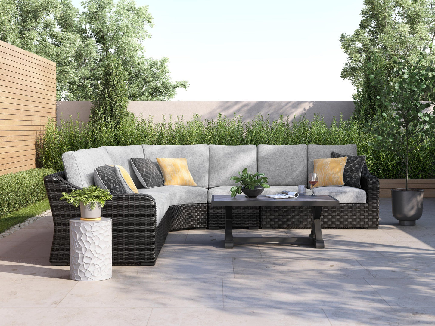 Sofá seccional de exterior de 5 piezas Beachcroft