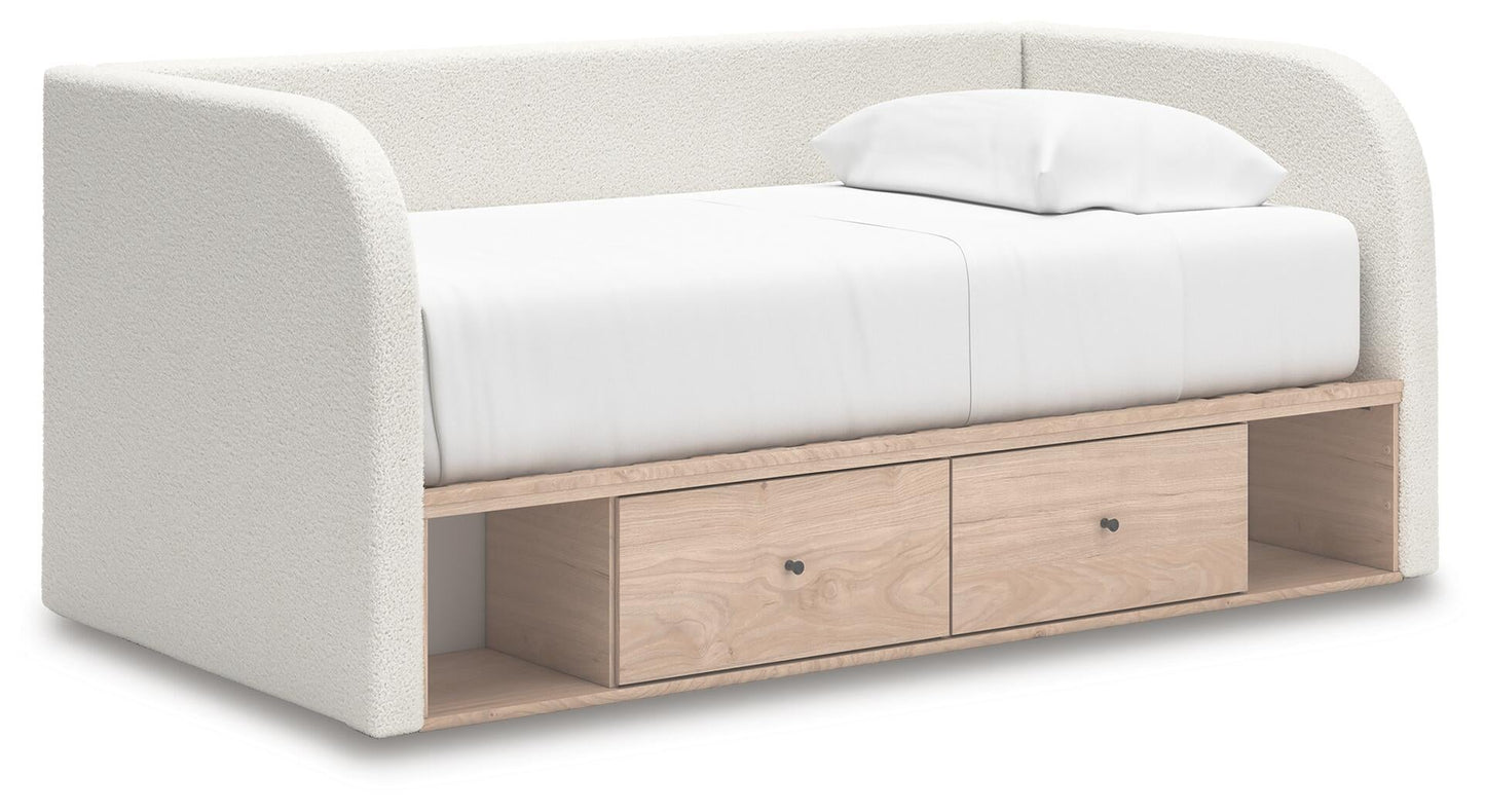 Sofá cama tapizado Arloster de tamaño completo con almacenamiento