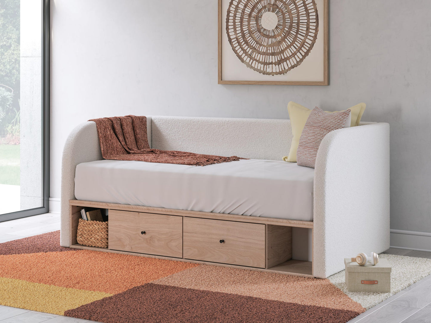 Sofá cama tapizado Arloster de tamaño completo con almacenamiento