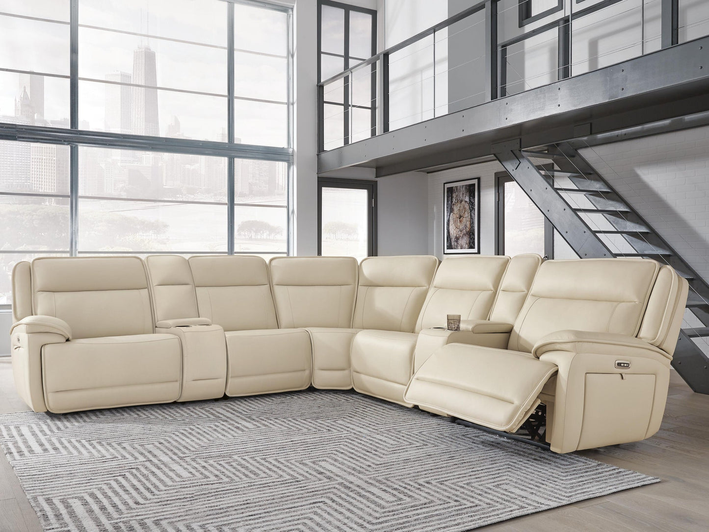 Sofá seccional reclinable de 7 piezas Double Deal con 2 consolas