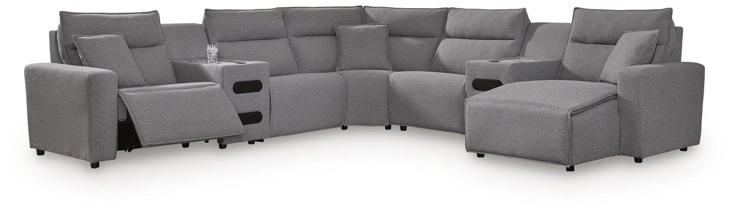 Sofá seccional reclinable eléctrico ModMax II de 7 piezas con chaise longue