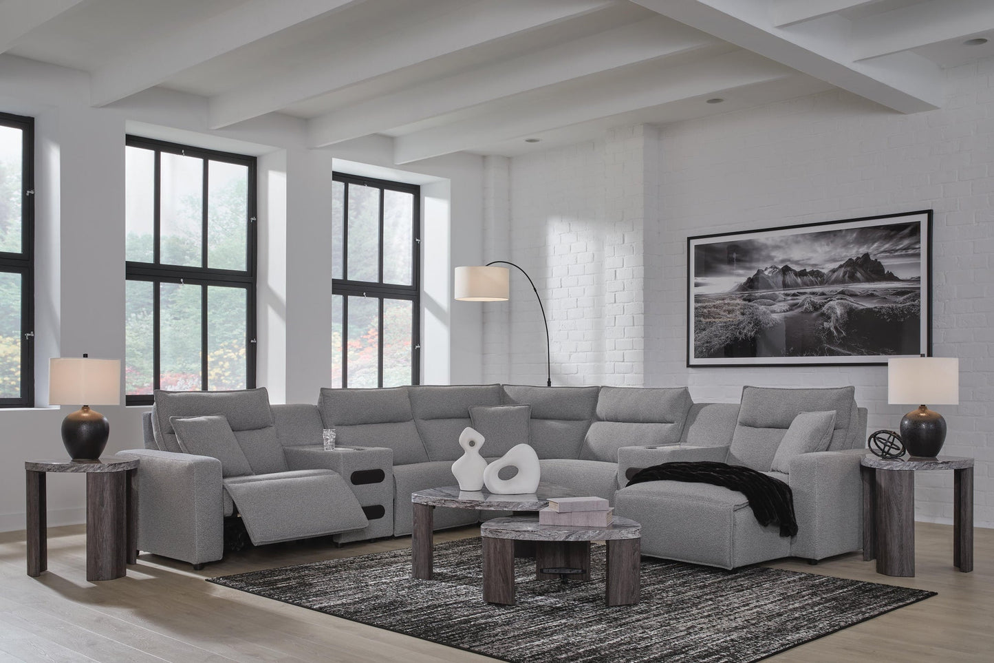 Sofá seccional reclinable eléctrico ModMax II de 7 piezas con chaise longue