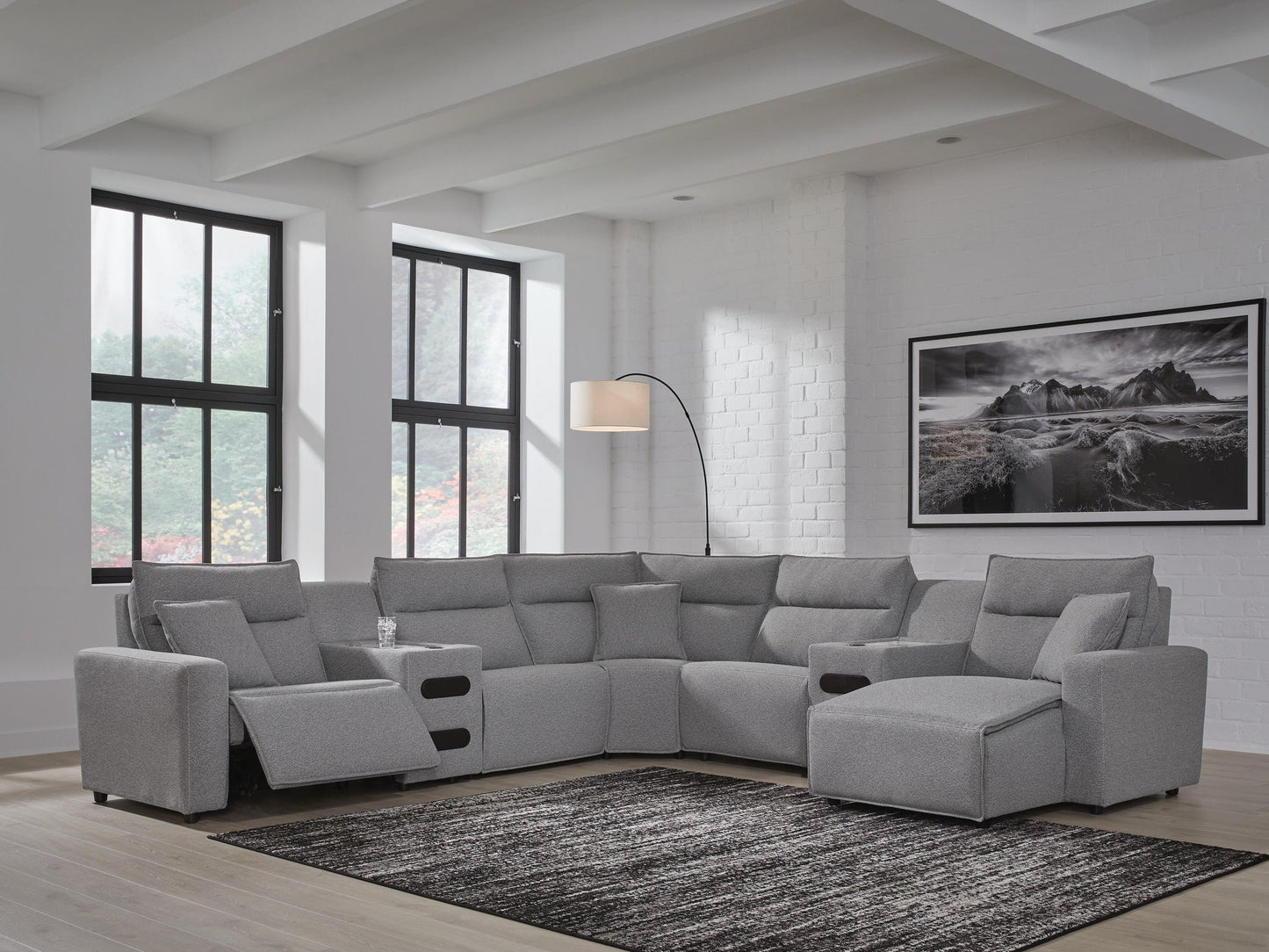 Sofá seccional reclinable eléctrico ModMax II de 7 piezas con chaise longue