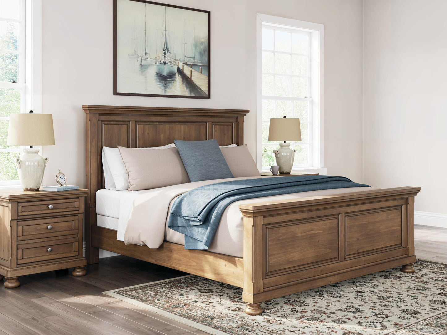Cama con panel tamaño queen Feddinger