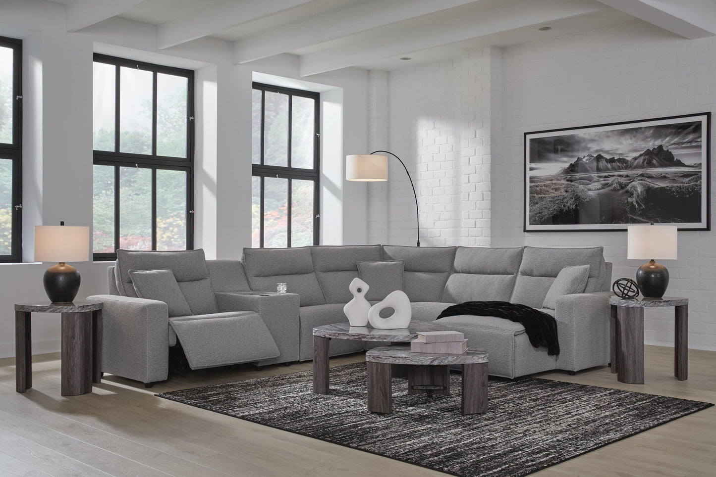Sofá seccional reclinable eléctrico ModMax II de 6 piezas con chaise longue