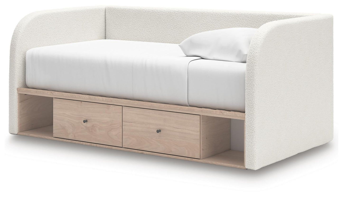 Sofá cama individual tapizado Arloster con almacenamiento