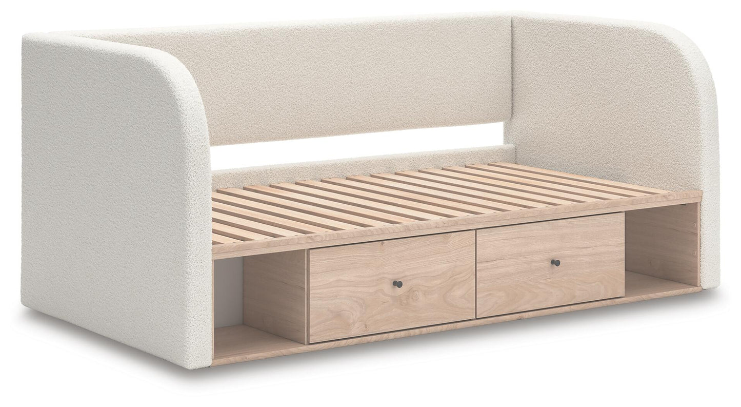 Sofá cama individual tapizado Arloster con almacenamiento