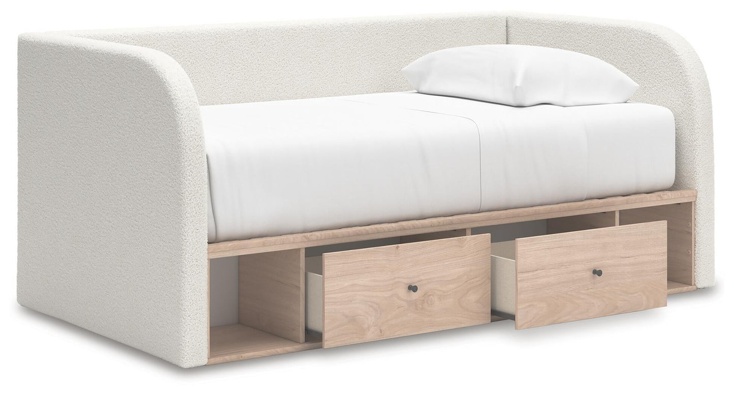 Sofá cama individual tapizado Arloster con almacenamiento