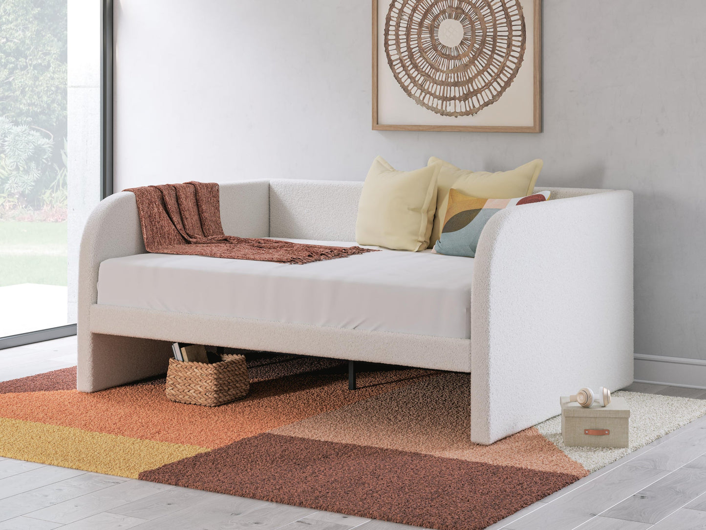 Cama de día tapizada Arloster de tamaño completo