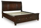 Cama de almacenamiento tipo trineo Porter California King