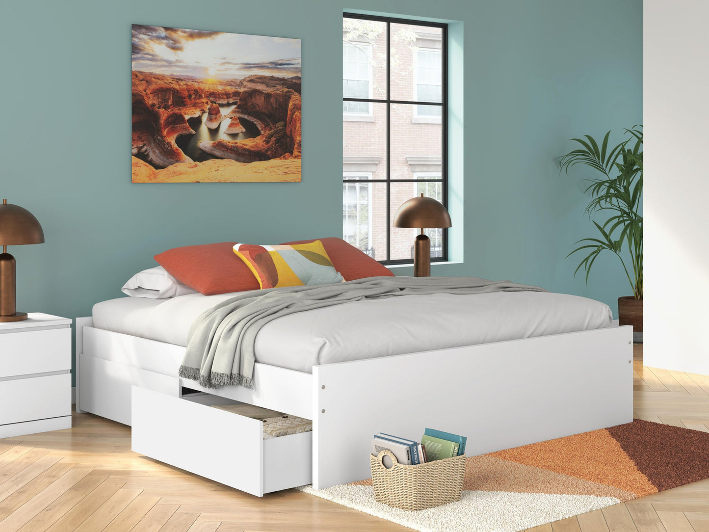 Cama Onita King con plataforma y 1 compartimento lateral