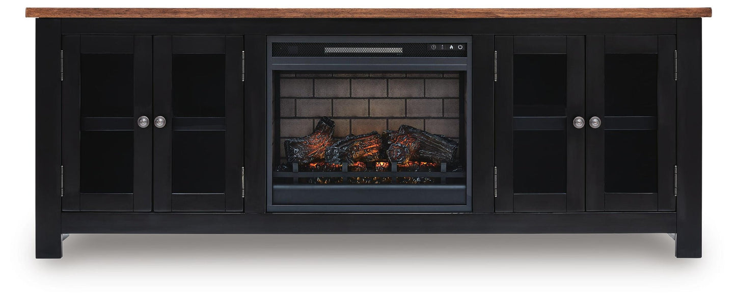 Soporte de TV Wildenauer de 76" con chimenea eléctrica