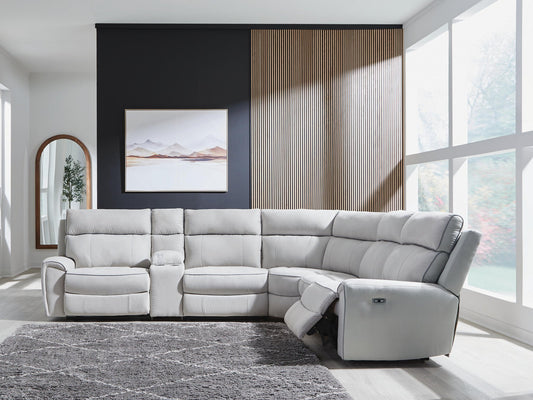 Sofá seccional reclinable de 6 piezas Social Pointe con consola de almacenamiento