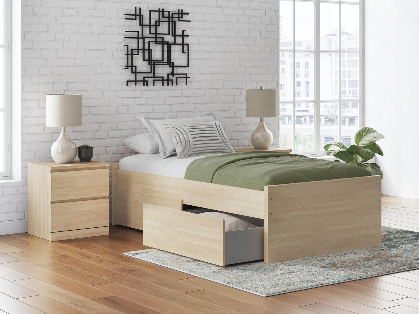 Cama individual Onita con plataforma y 1 compartimento lateral