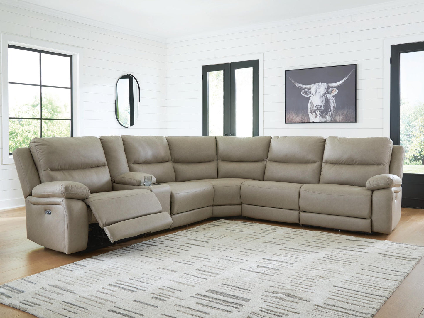 Sofá seccional reclinable de 6 piezas Narwhal Place con consola de almacenamiento