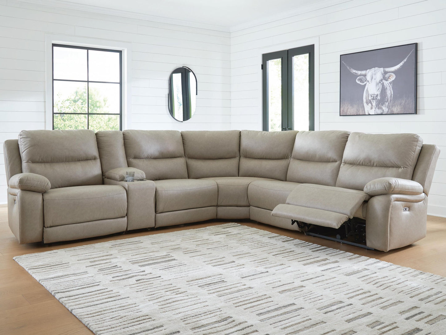 Sofá seccional reclinable de 6 piezas Narwhal Place con consola de almacenamiento