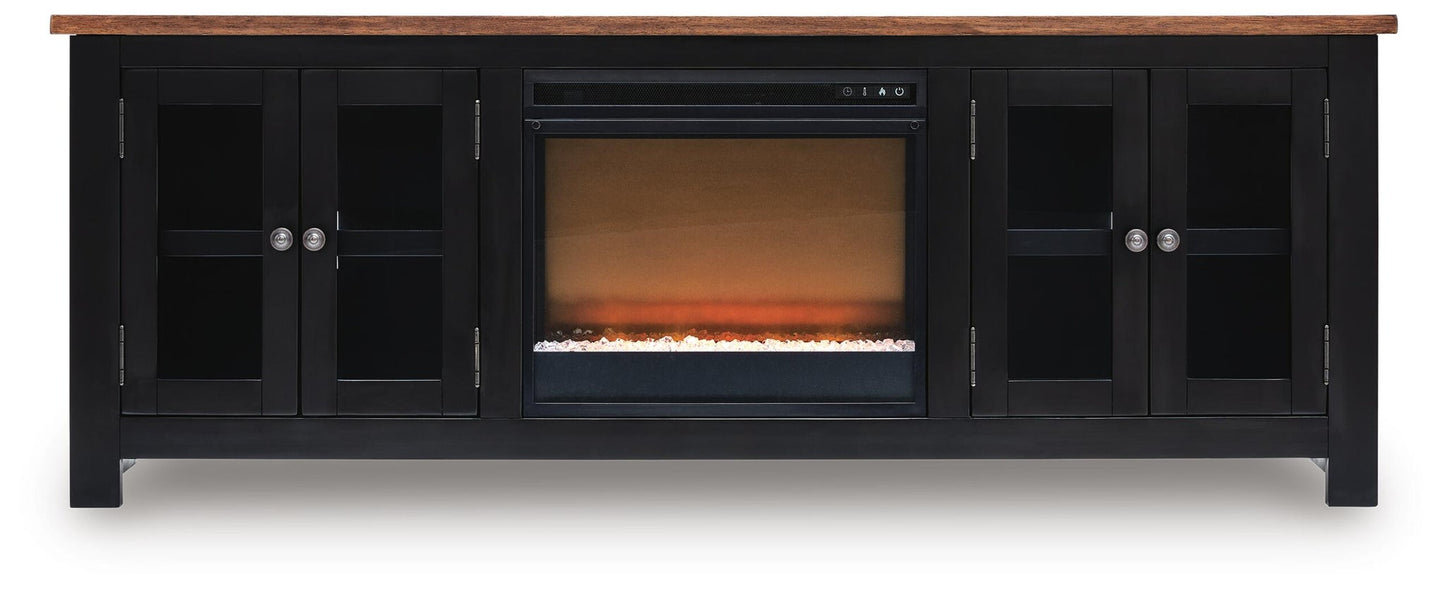 Soporte de TV Wildenauer de 76" con chimenea eléctrica