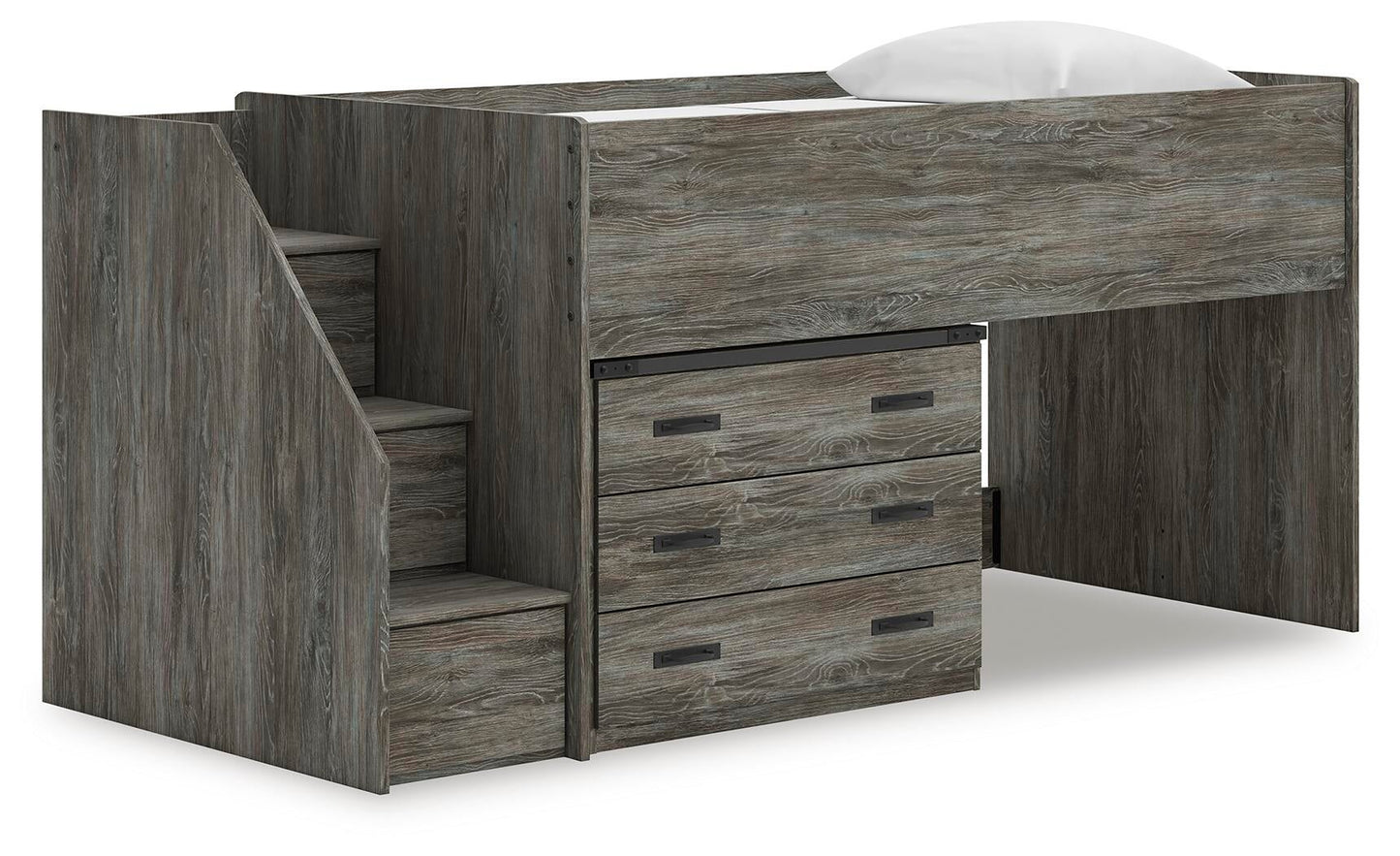 Cama alta doble Frandern con cajones