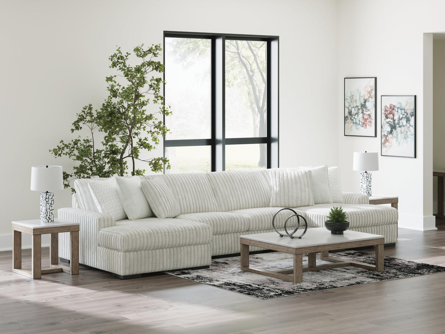 Magnífico sofá seccional de 4 piezas con chaise longue doble