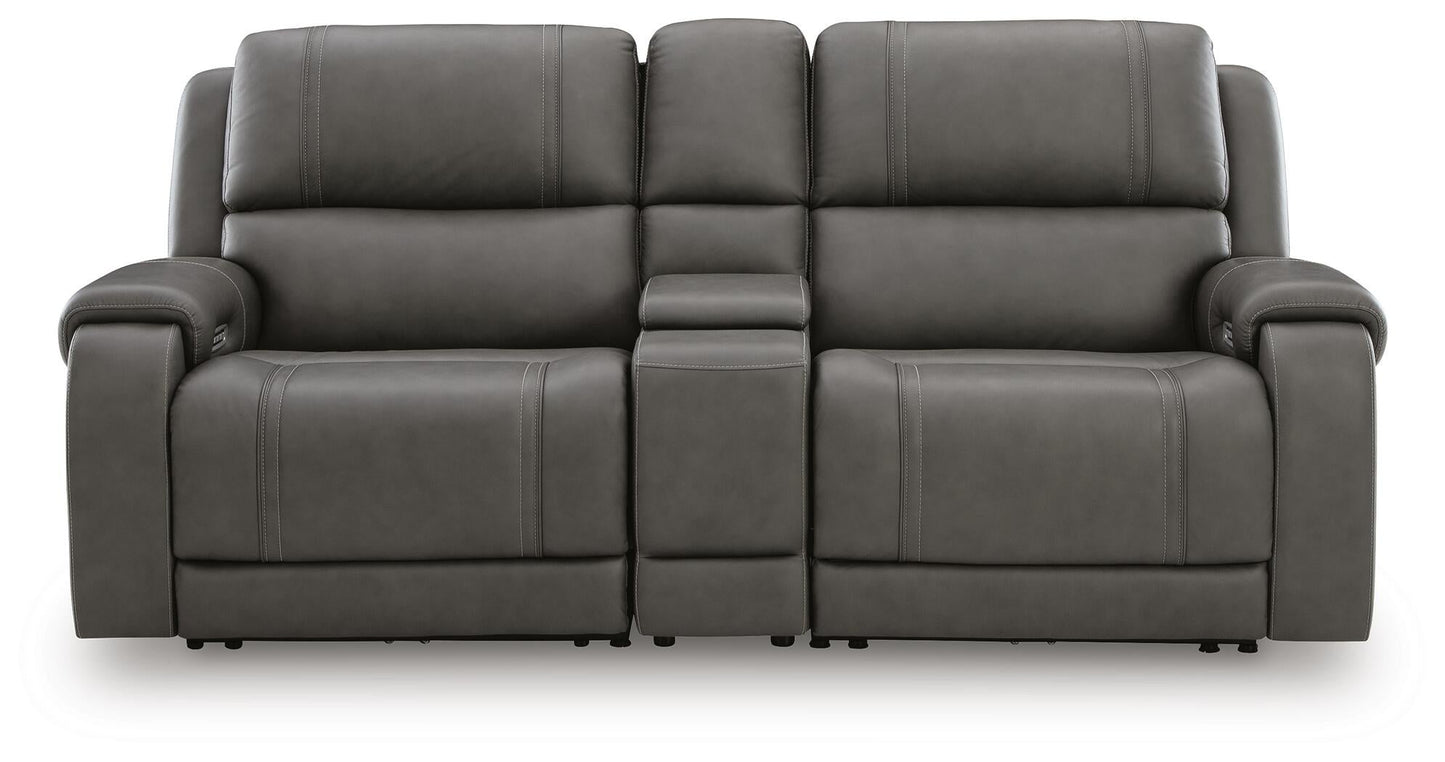 5Z - Sofá seccional reclinable eléctrico de 3 piezas Pittson con consola