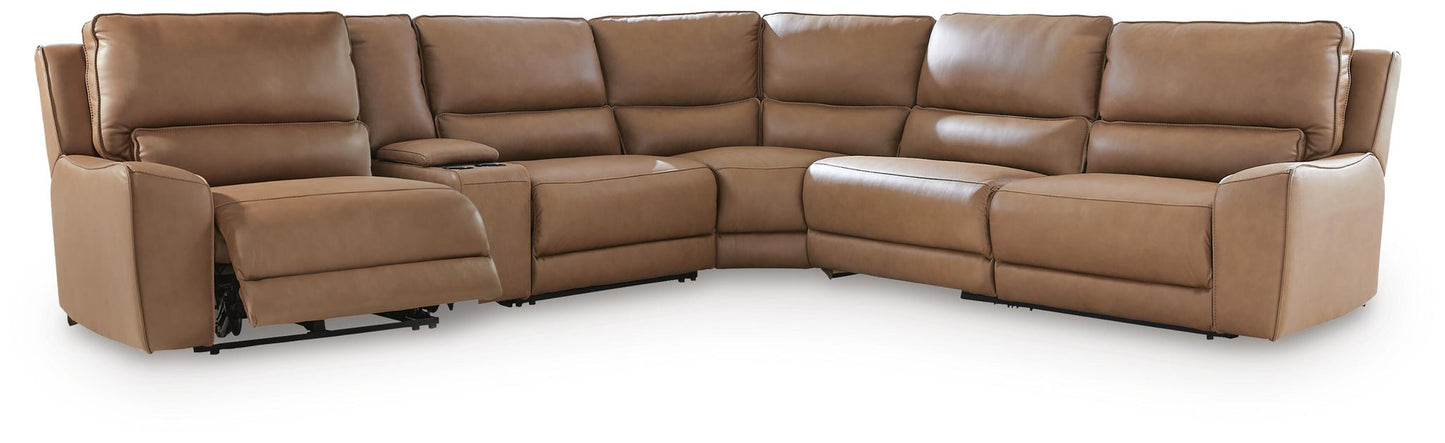 Sofá seccional reclinable de 6 piezas DeepWakes con consola de almacenamiento