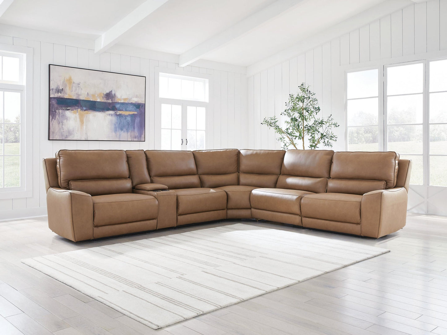 Sofá seccional reclinable de 6 piezas DeepWakes con consola de almacenamiento