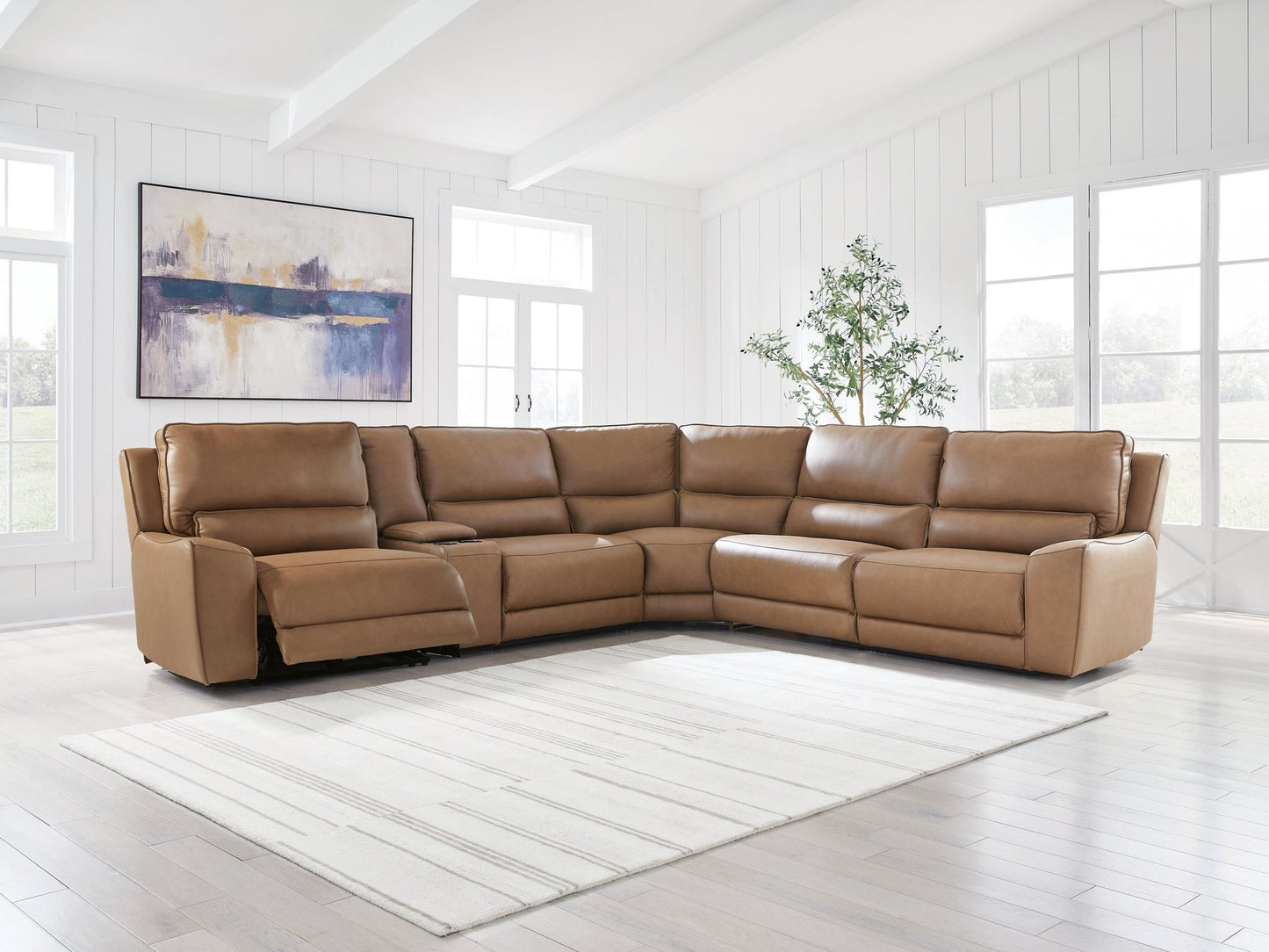 Sofá seccional reclinable de 6 piezas DeepWakes con consola de almacenamiento