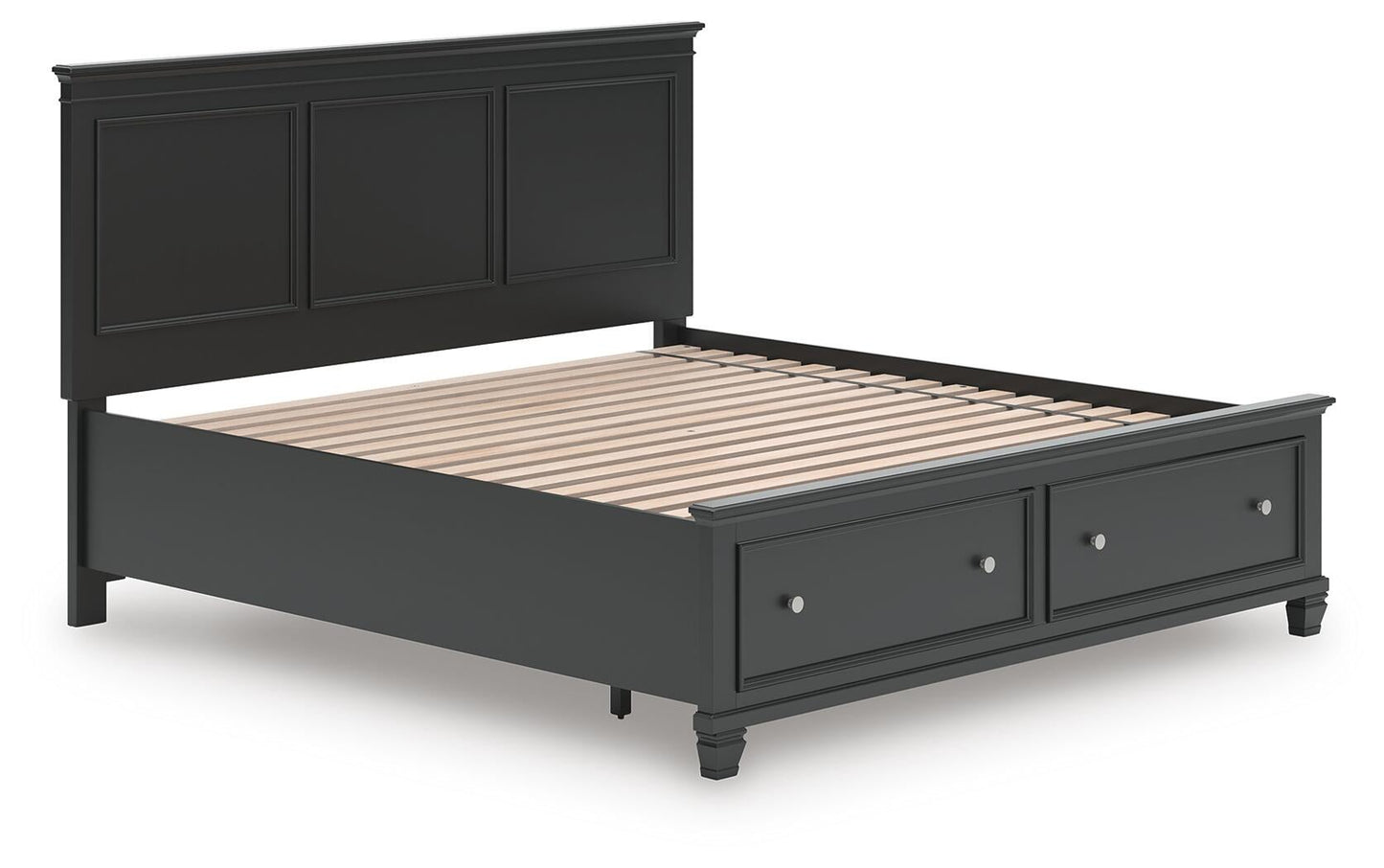 Cama con almacenamiento y panel tamaño king Lanolee
