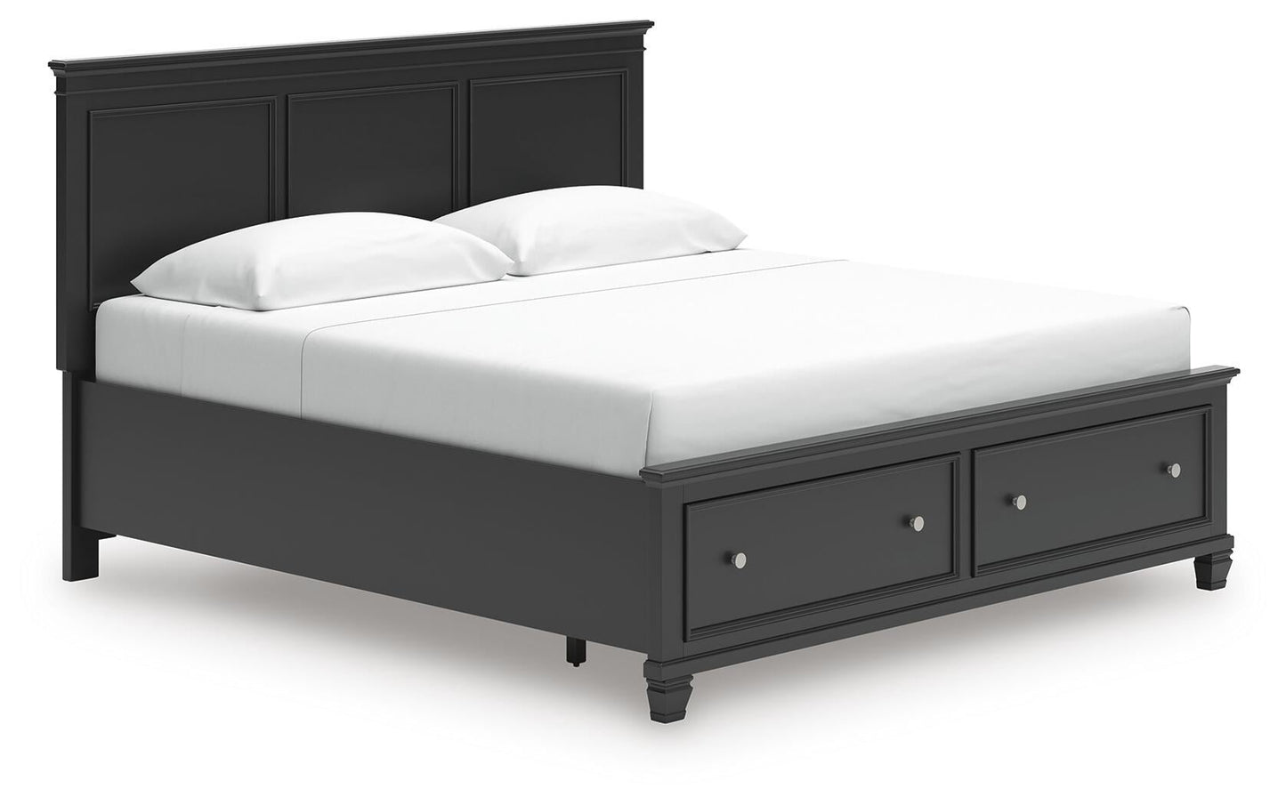 Cama con almacenamiento y panel tamaño king Lanolee