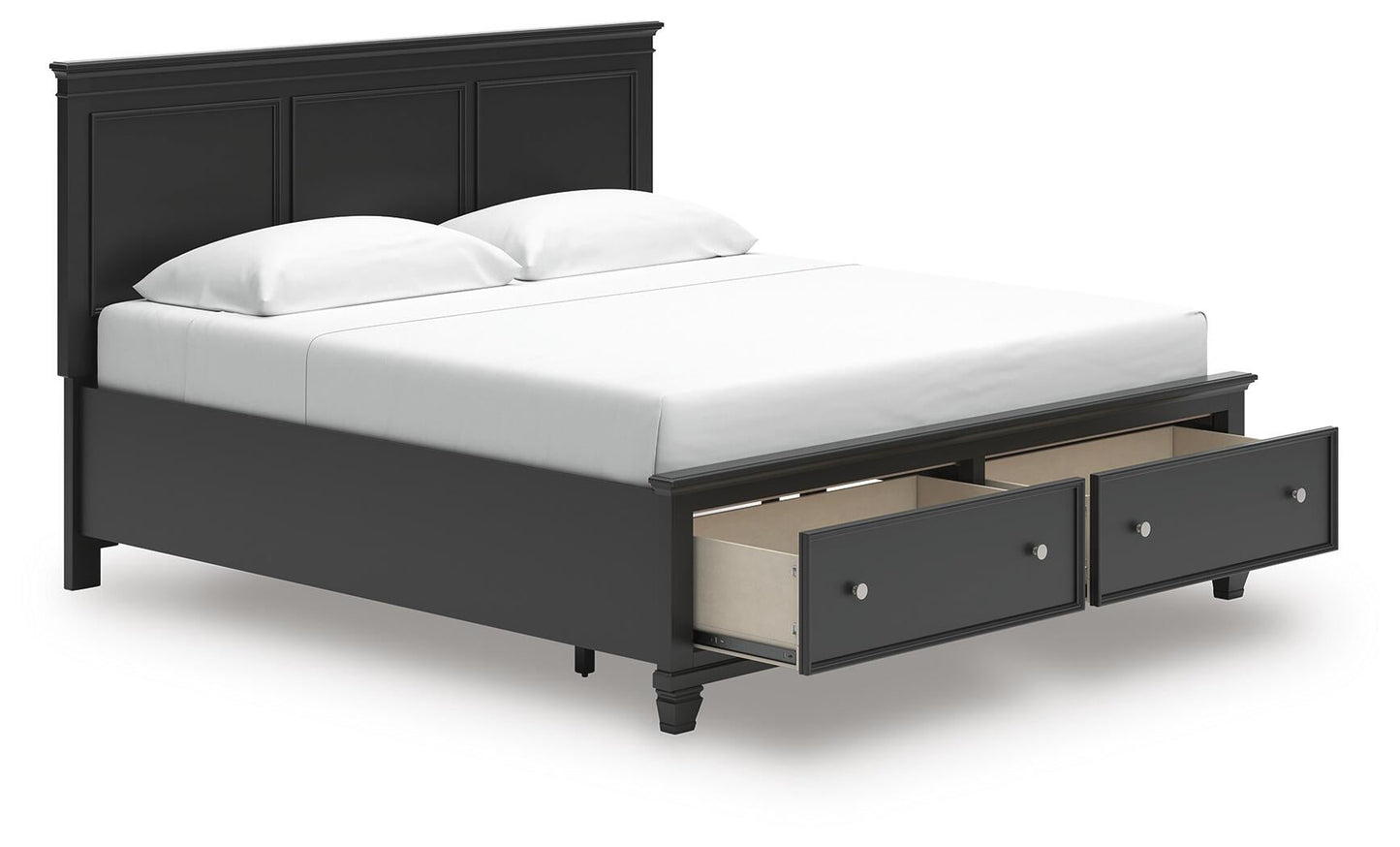 Cama con almacenamiento y panel tamaño king Lanolee