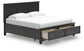 Cama con almacenamiento y panel tamaño king Lanolee