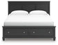 Cama con almacenamiento y panel tamaño king Lanolee