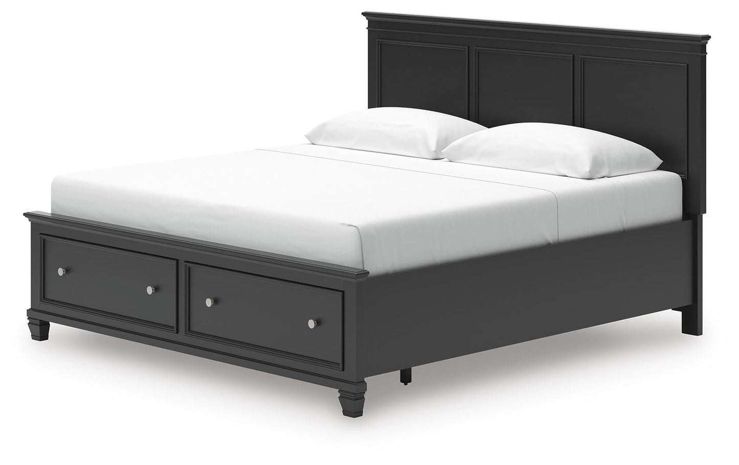 Cama con almacenamiento y panel tamaño king Lanolee
