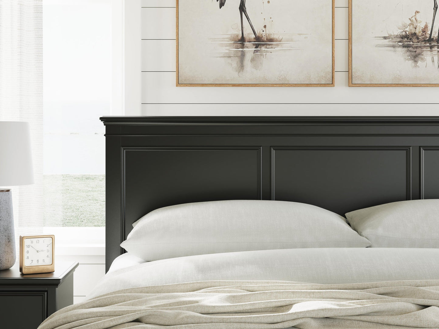 Cama con almacenamiento y panel tamaño California King Lanolee