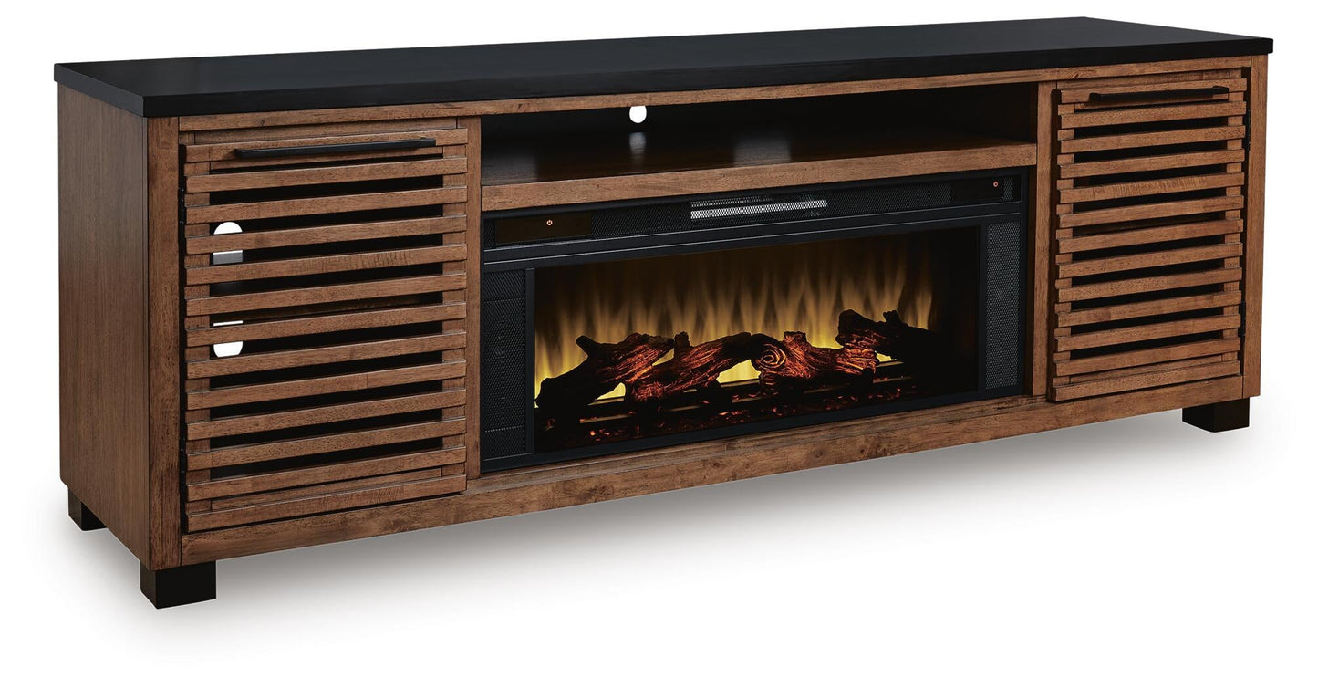 Soporte de TV Kallari de 84" con chimenea eléctrica