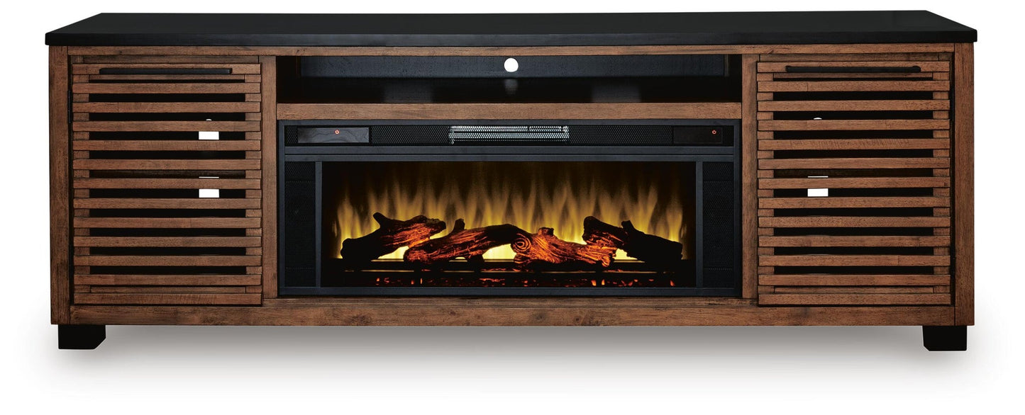 Soporte de TV Kallari de 84" con chimenea eléctrica