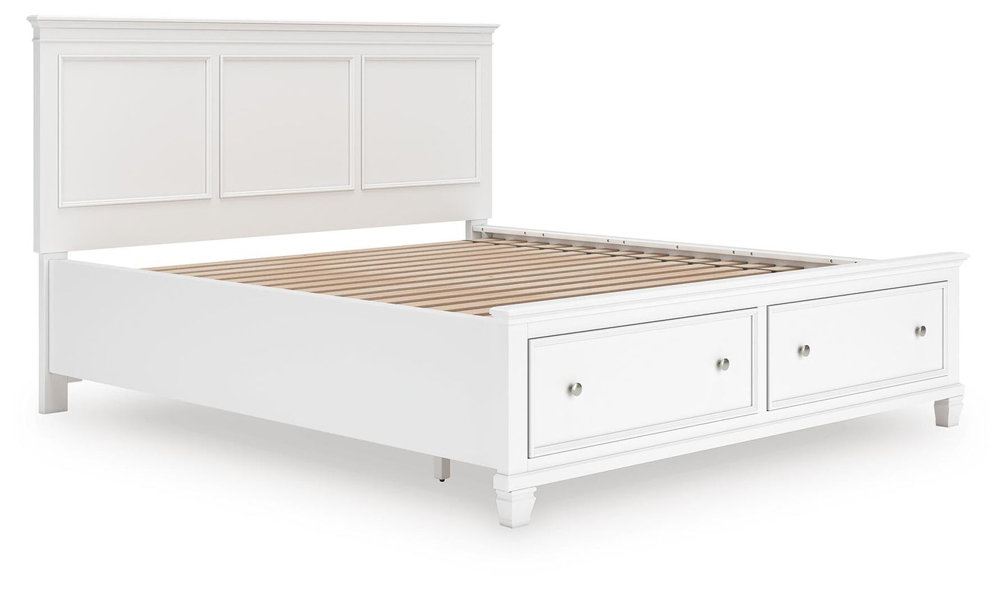 Cama con almacenamiento Fortman California King con panel