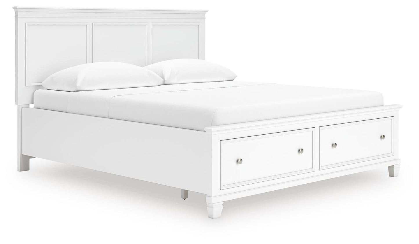 Cama con almacenamiento Fortman California King con panel