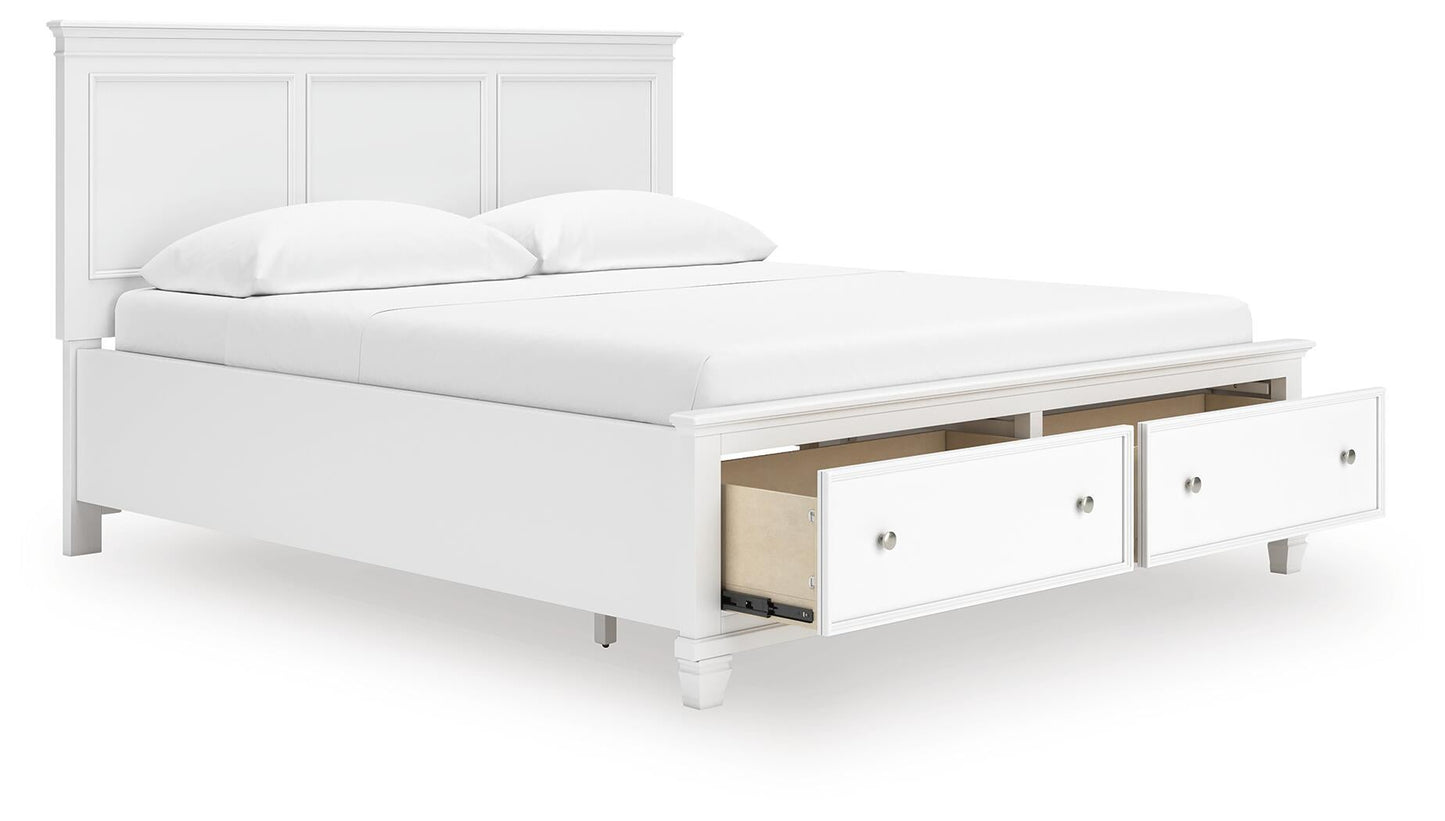 Cama con almacenamiento Fortman California King con panel