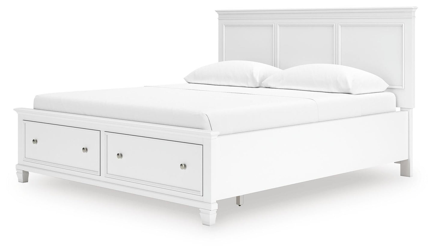 Cama con almacenamiento Fortman California King con panel