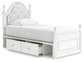 Cama doble tapizada con almacenamiento Kozlani