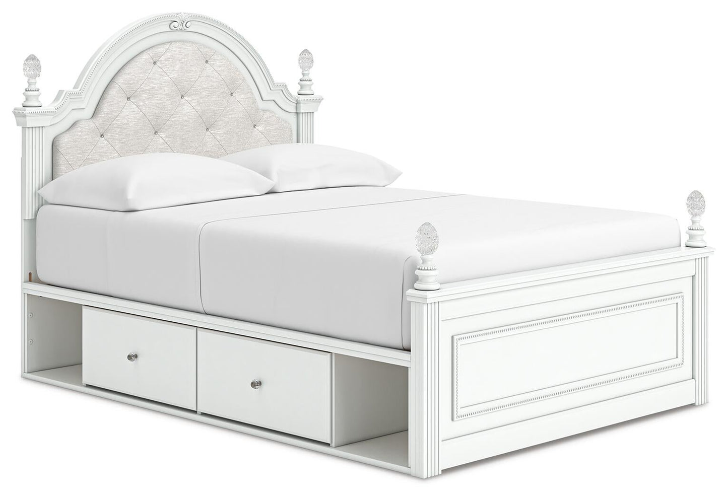 Cama Kozlani con almacenamiento y panel tapizado completo