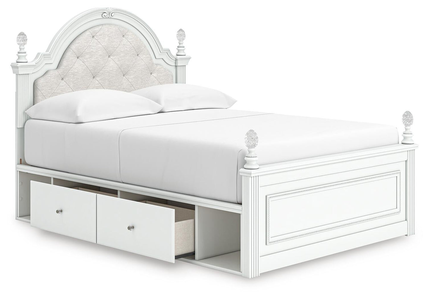 Cama Kozlani con almacenamiento y panel tapizado completo