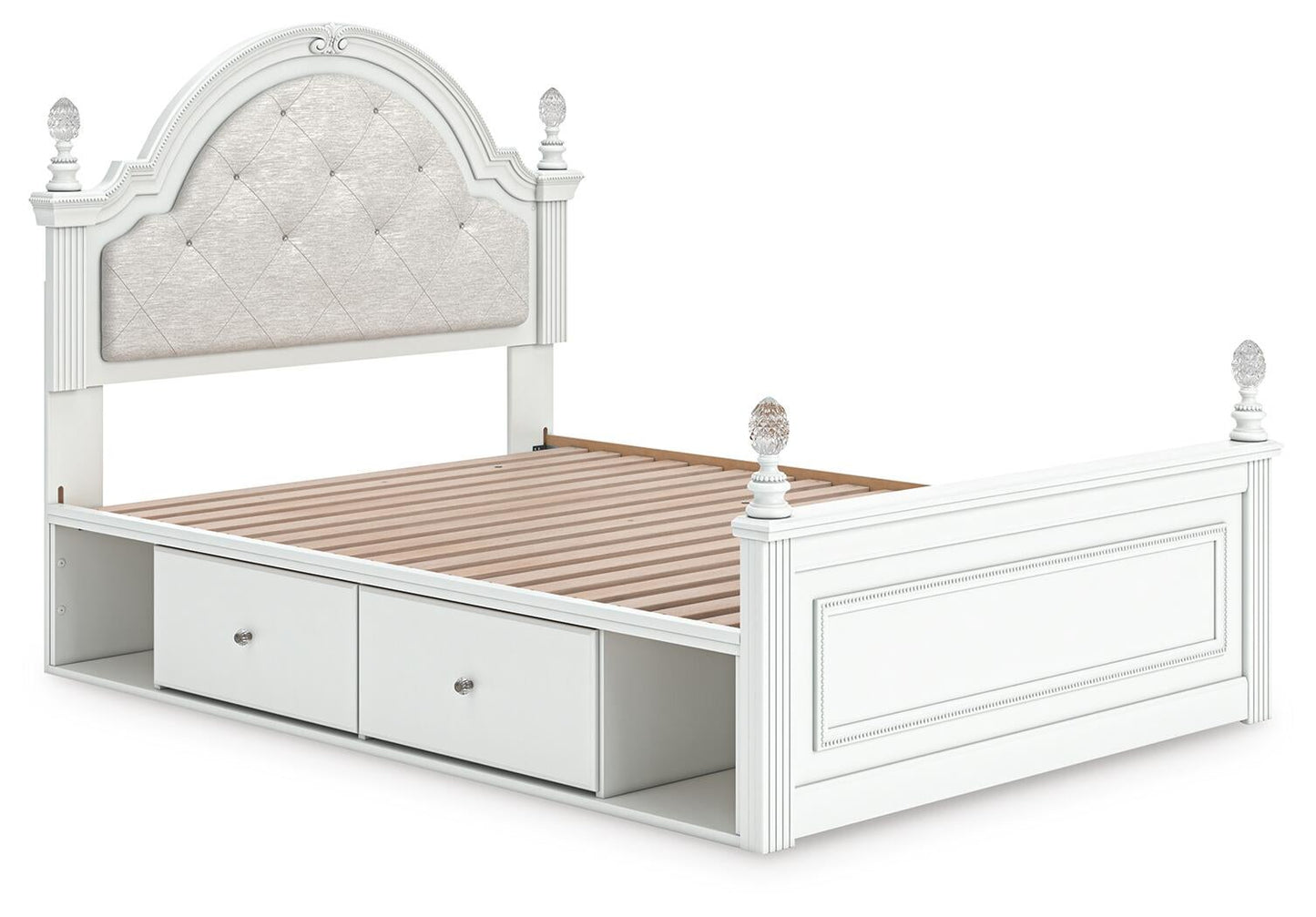 Cama Kozlani con almacenamiento y panel tapizado completo